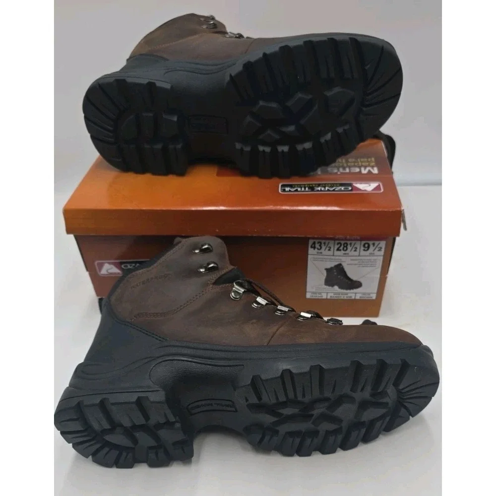 Ozark Trail Bandy II Men's Hiking Boots 9.5 W Dark Brown Leather Waterproof